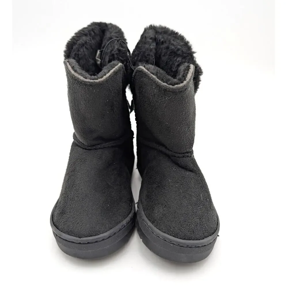 Bebe Bow Shaft Faux Shearling Lined Winter Boots Kids' Black Size US9 EU25